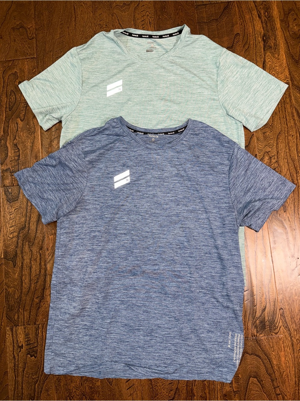 Hurley Heathered Short Sleeve Crew Tee - Blue & Light Green Pack of 2 Bundle